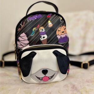 Betsey Johnson Black and White Backpack with Colorful Ice Cream Design